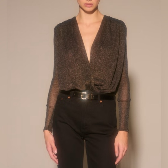 Abercrombie & Fitch Tops - NEW Abercrombie & Fitch Long-Sleeve Draped Deep-V Bodysuit Small